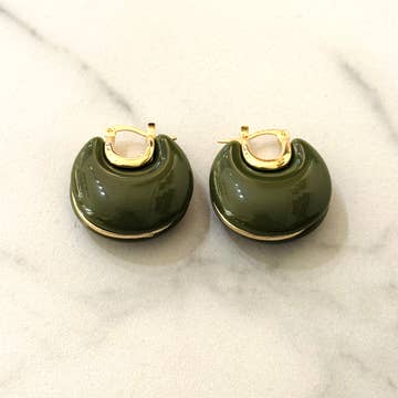 Pendientes de aro NANDO verde oliva
