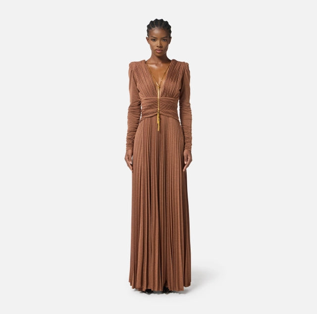 Vestido Red Carpet de punto de lurex con collar