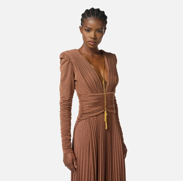 Vestido Red Carpet de punto de lurex con collar