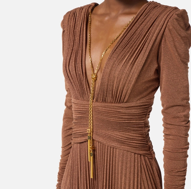 Vestido Red Carpet de punto de lurex con collar