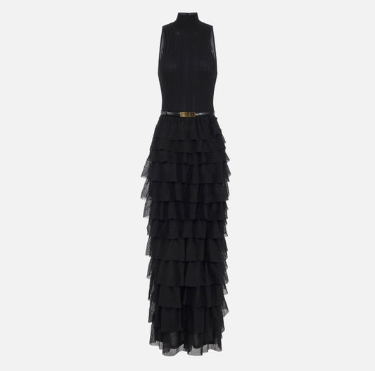 Vestido Red Carpet de punto con volantes