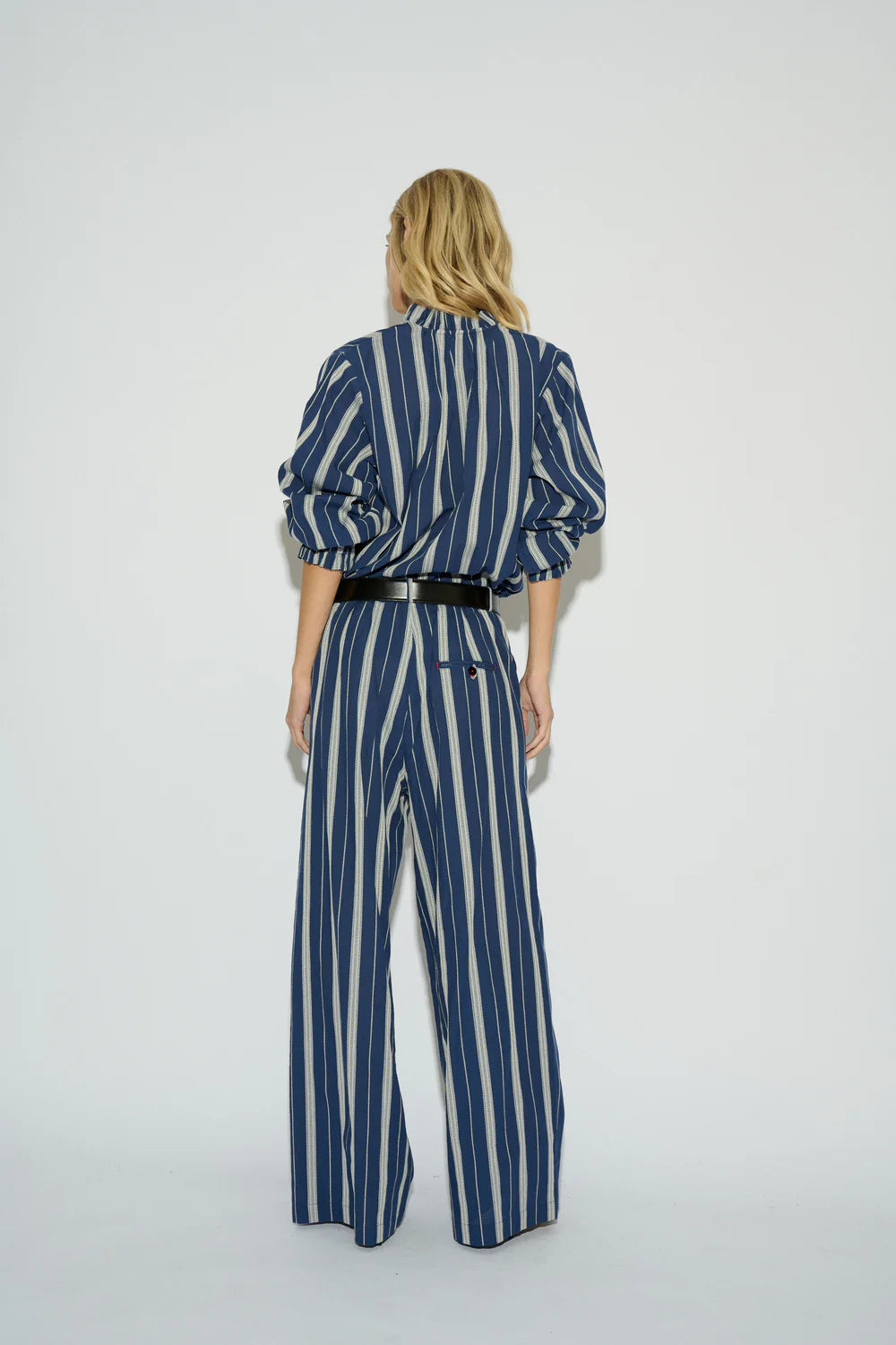 CAMISA UMA OVERSIZE MANGA LARGA RAYA AZUL MARINO