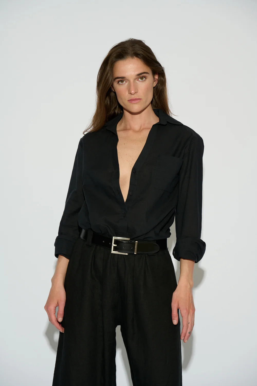 CAMISA SIMONA LINO NEGRO