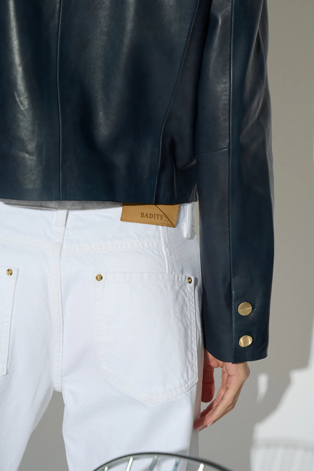 CHAQUETA TATIANA SOLAPA PIEL NAPA AZUL