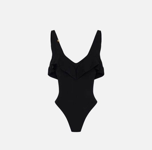 Body de punto roma con volante-negro