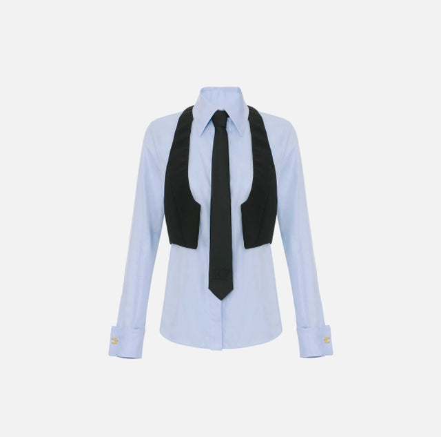 Camisa de algodón con corbata y chaleco