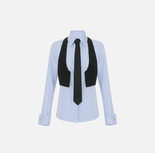 Camisa de algodón con corbata y chaleco