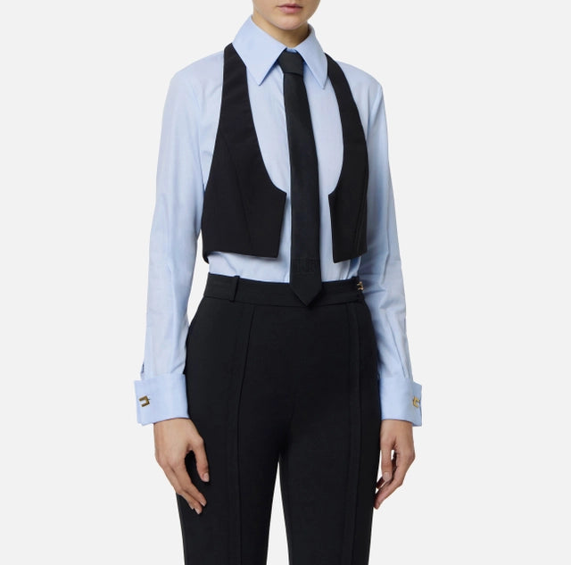 Camisa de algodón con corbata y chaleco