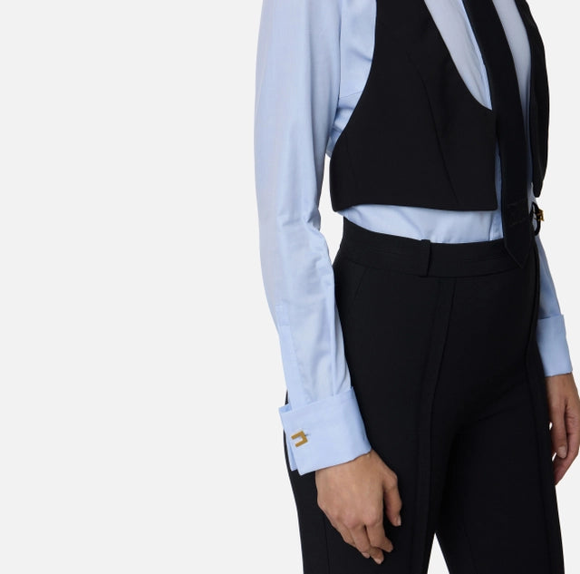 Camisa de algodón con corbata y chaleco