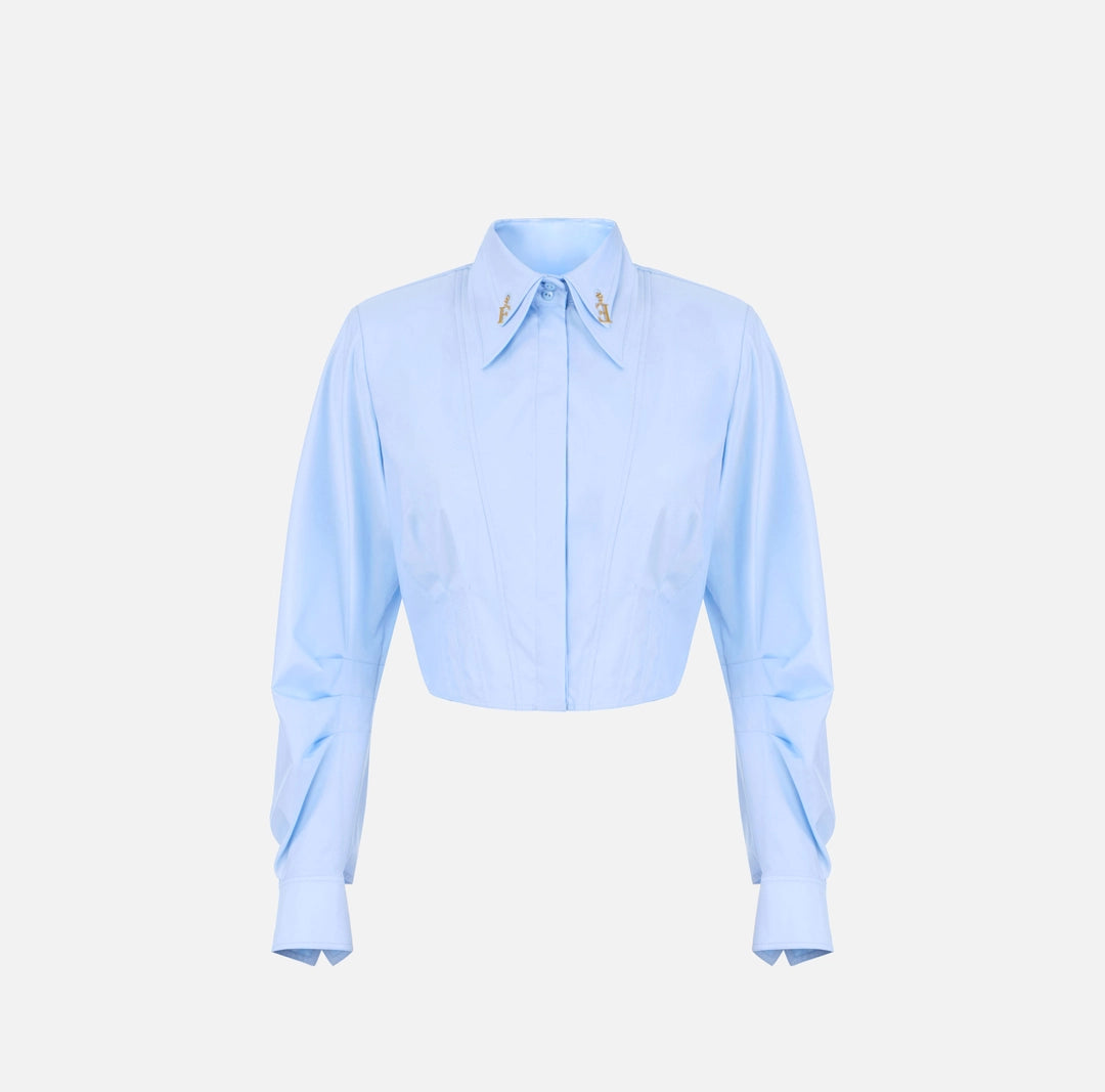 Camisa de popelina de algodón con detalles de logotipo