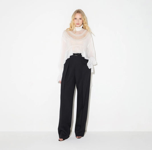 Blusa de georgette de viscosa con frunces
