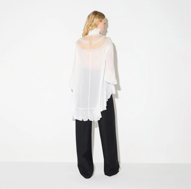 Blusa de georgette de viscosa con frunces
