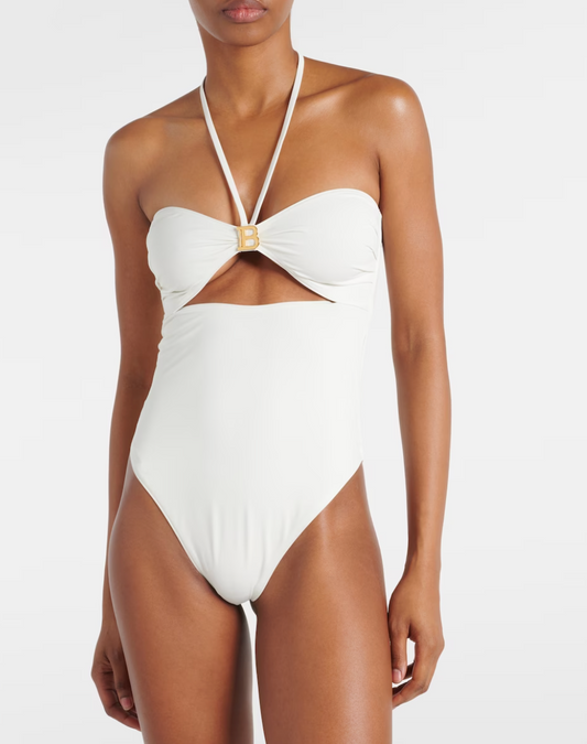 Bañador Blanco con Abertura Balmain