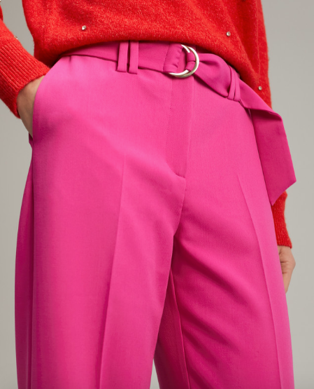 Pantalón wideleg con cinturón fucsia Maite