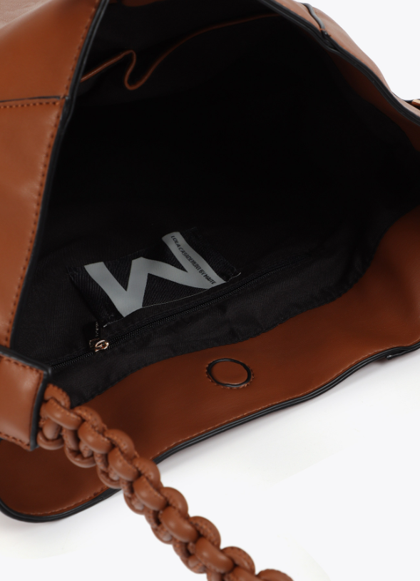 Shopper asa trenzada efecto piel marrón