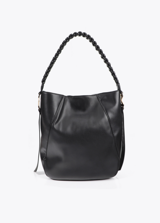 Shopper asa trenzada efecto piel negro