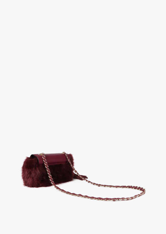 Bandolera pelo con solapa burdeos