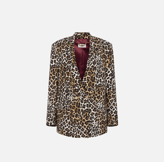 Chaqueta cruzada de crepé animal print Elisabetta Franchi