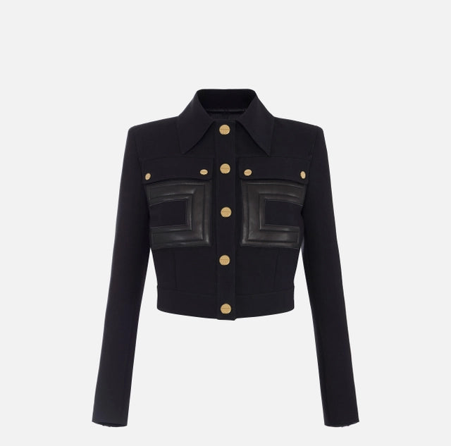Chaqueta de doble crepé con detalles logotipo