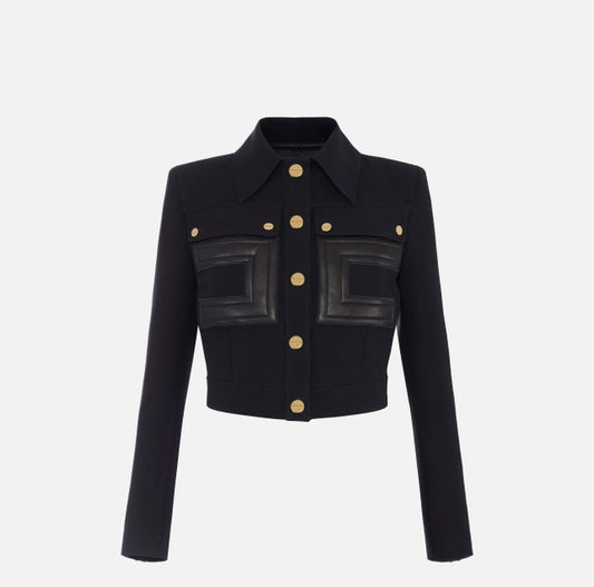 Chaqueta de doble crepé con detalles logotipo