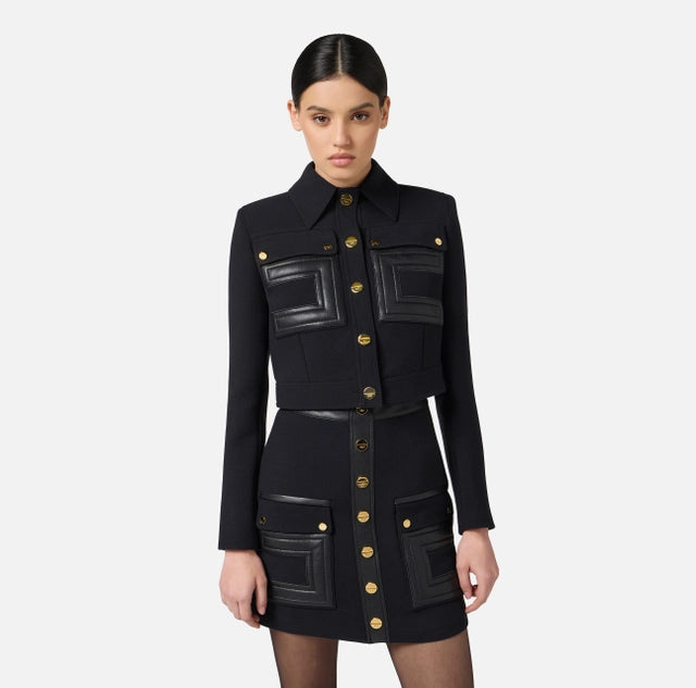 Chaqueta de doble crepé con detalles logotipo