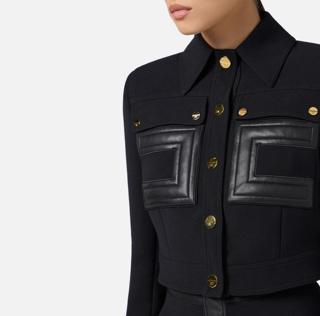 Chaqueta de doble crepé con detalles logotipo