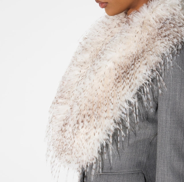 Chaqueta de lana con cuello efecto pelo
