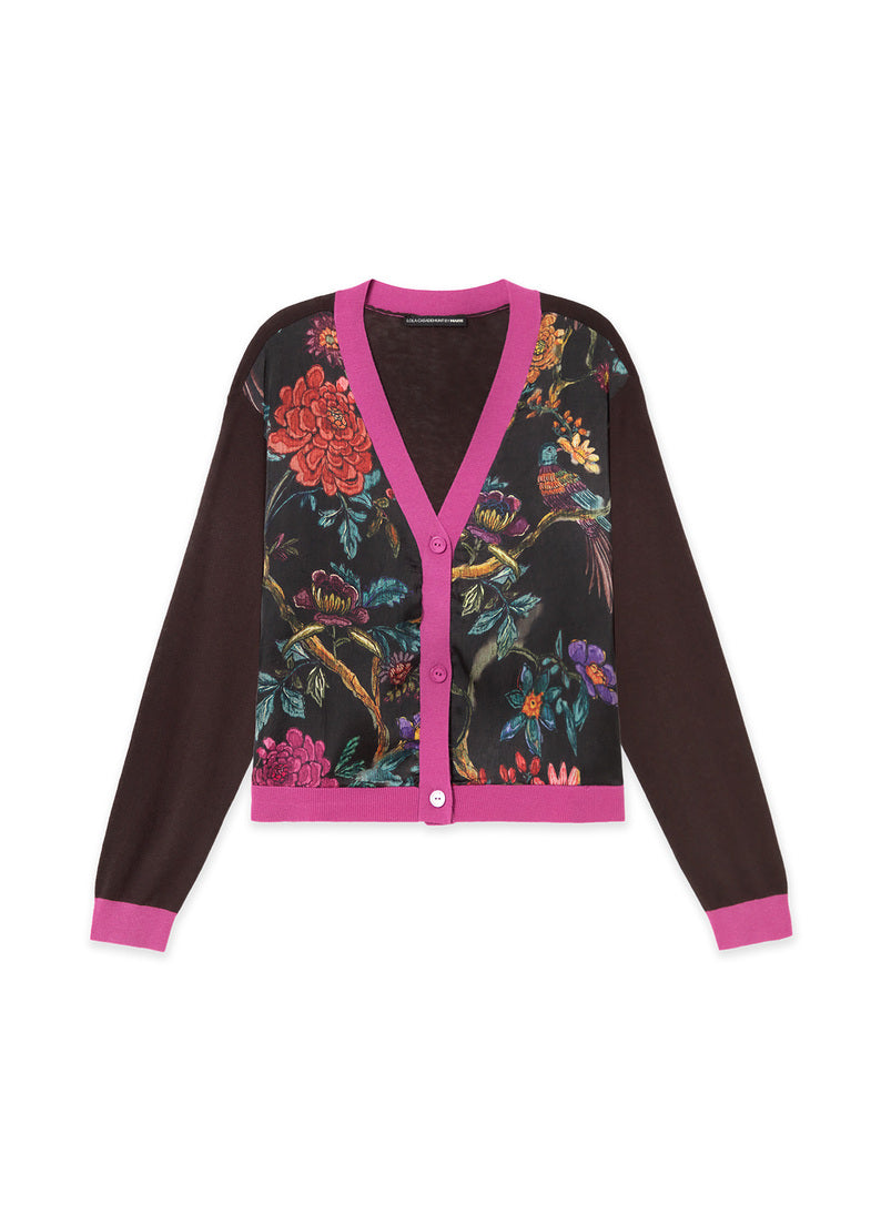 Cardigan Bimateria estampado
