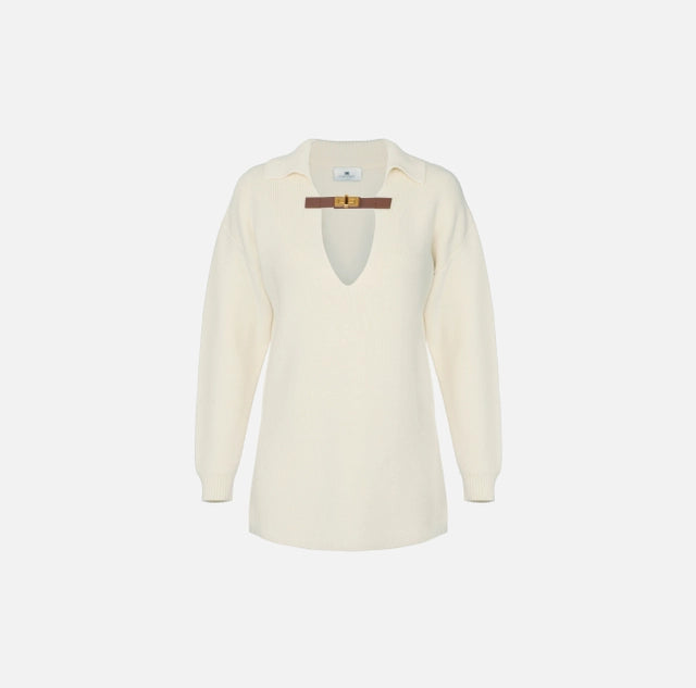 Jersey de mezcla de lana con correa joya