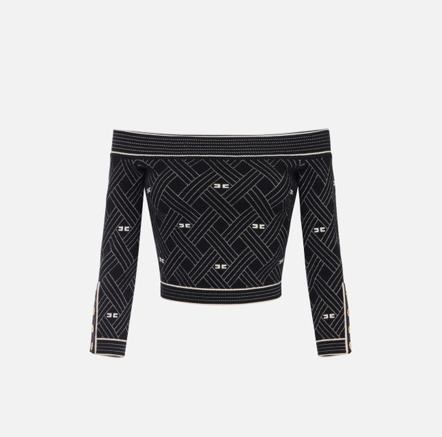 Top de punto jacquard de rombos