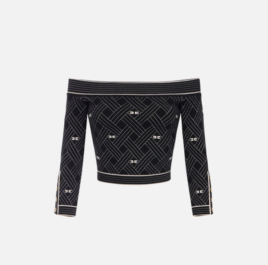 Top de punto jacquard de rombos