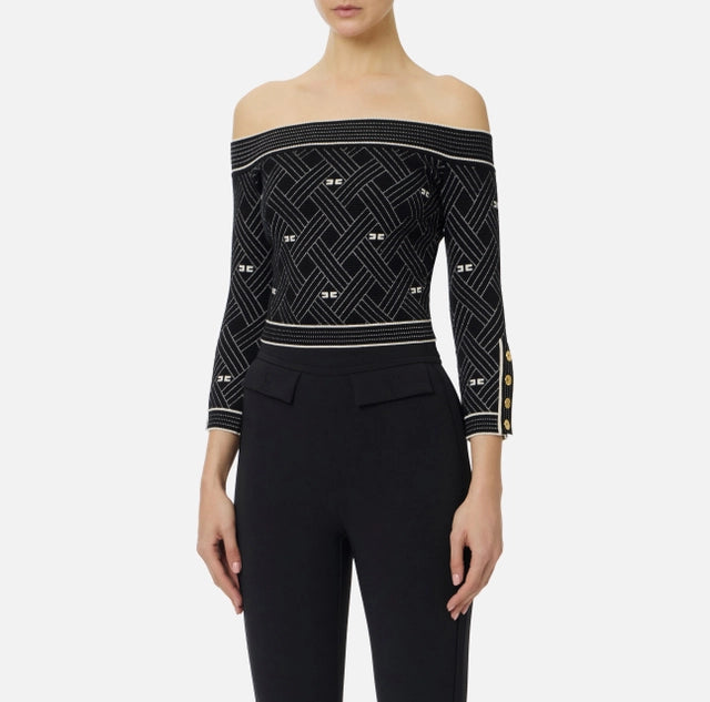 Top de punto jacquard de rombos