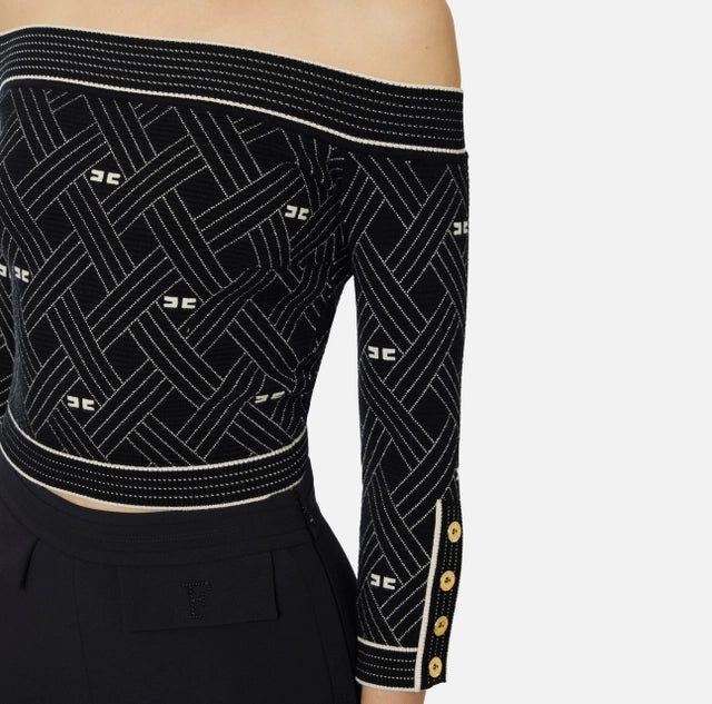 Top de punto jacquard de rombos