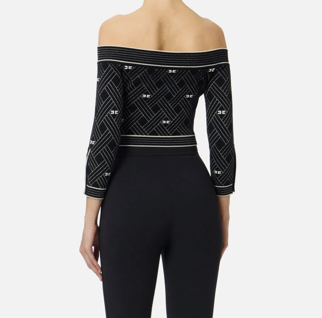 Top de punto jacquard de rombos