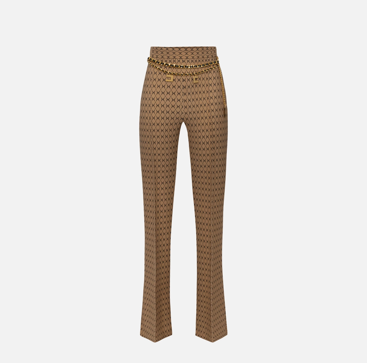 Pantalón palazzo de crepé rombo con cadena Elisabetta Franchi