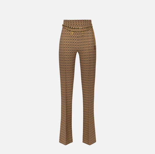 Pantalón palazzo de crepé rombo con cadena Elisabetta Franchi