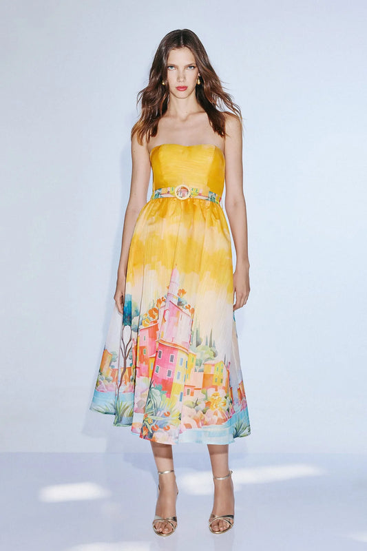 Vestido midi estampado acuarela