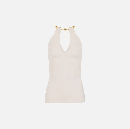 Top de punto con joya tipo snake