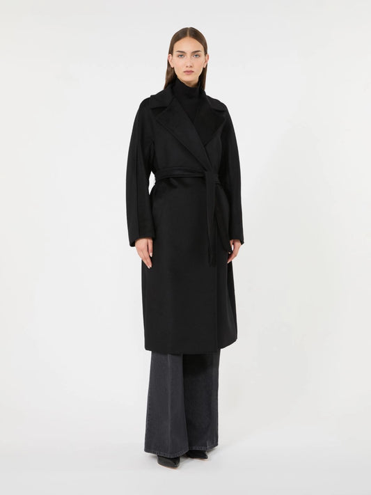 Abrigo cruzado de lana - NEGRO