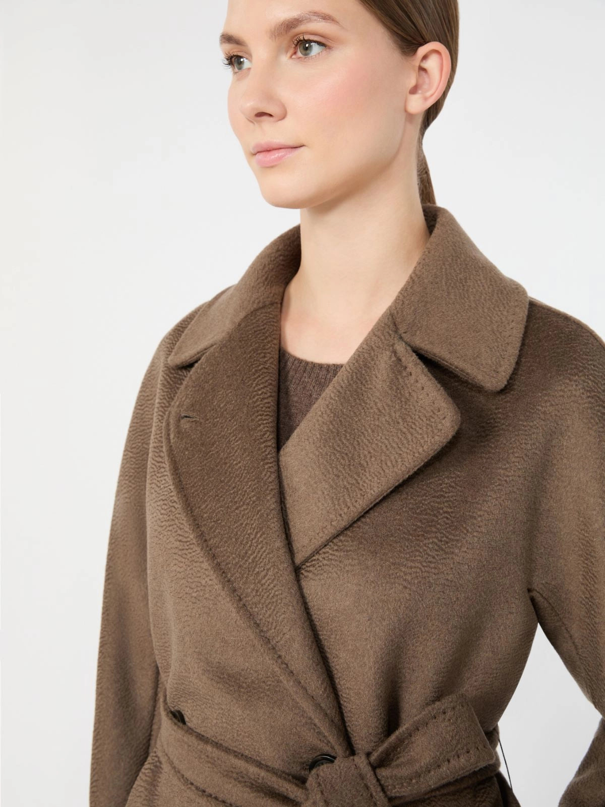 Abrigo cruzado de lana - MARRON GLACE'