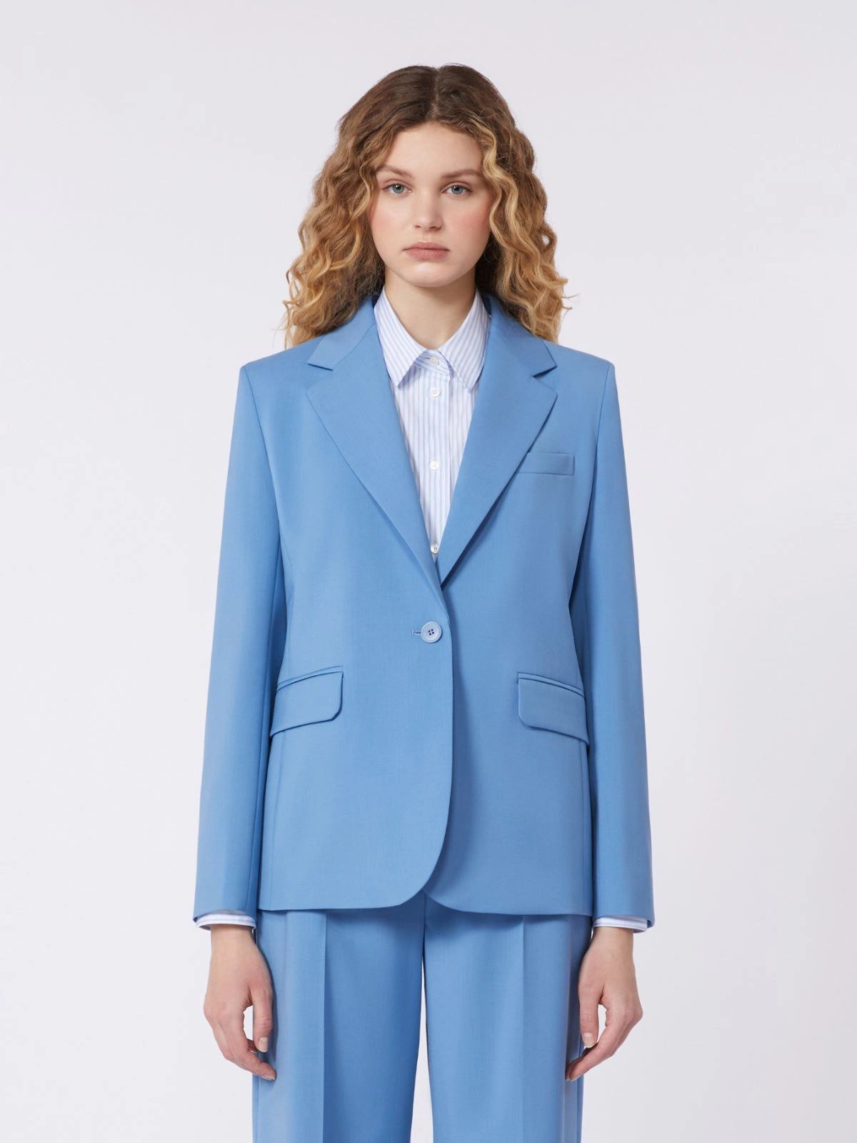 Blazer de lana elástica - AZUL CLARO