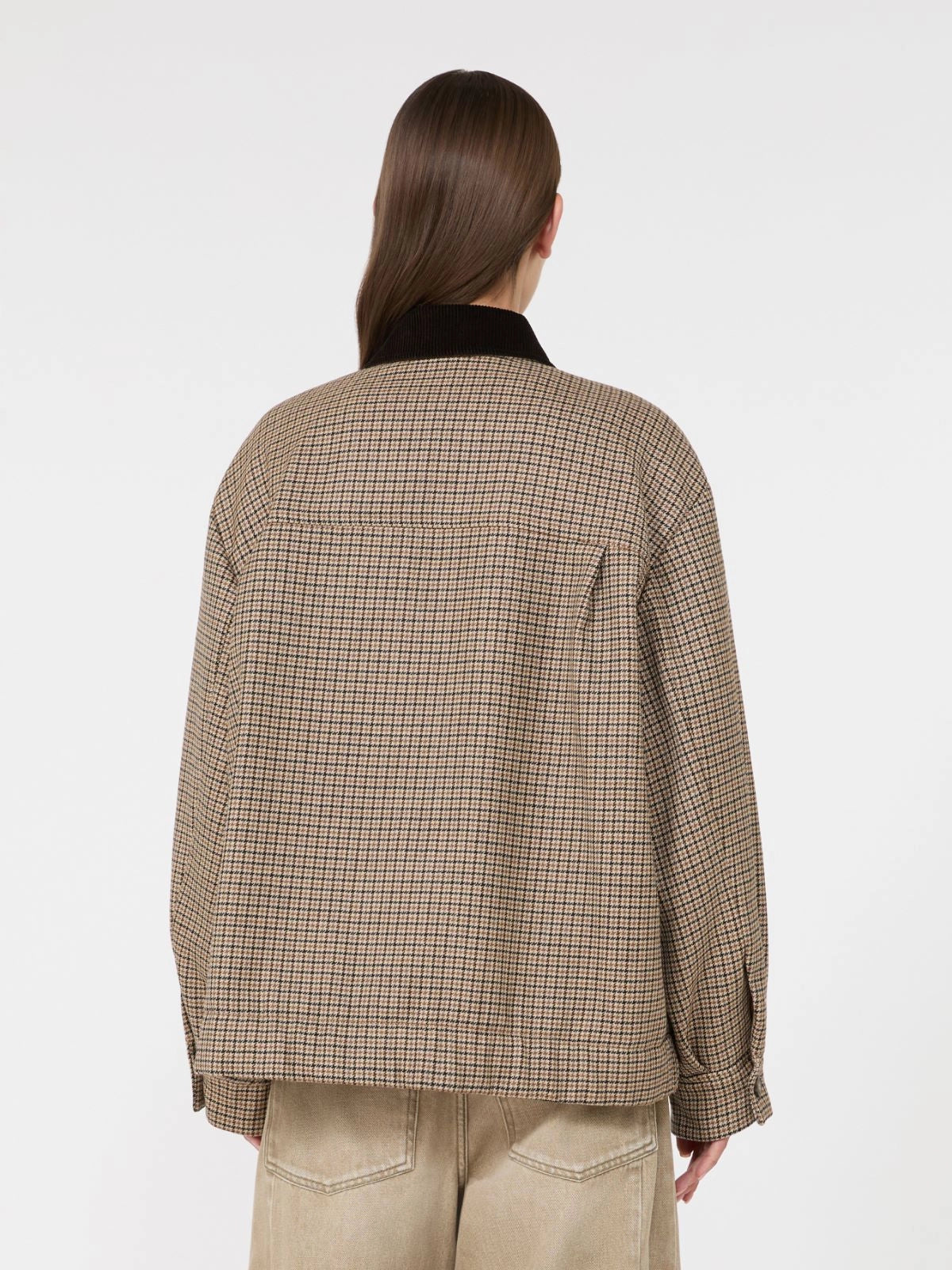 Bomber de lana con estampado pata de gallo