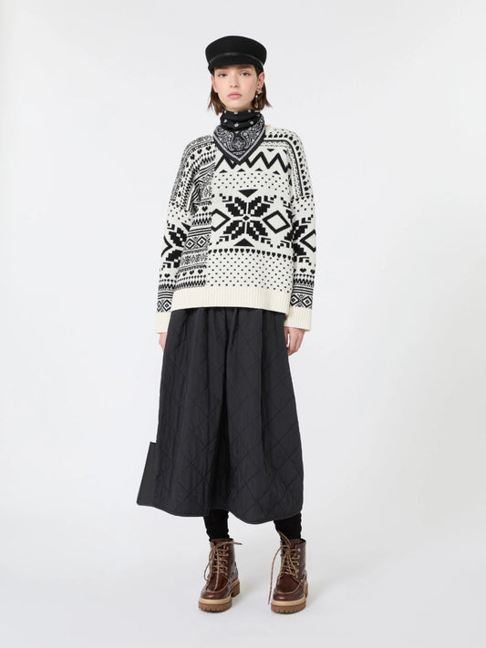 Flared skirt in taffeta-weave technical fabric - BLACK
