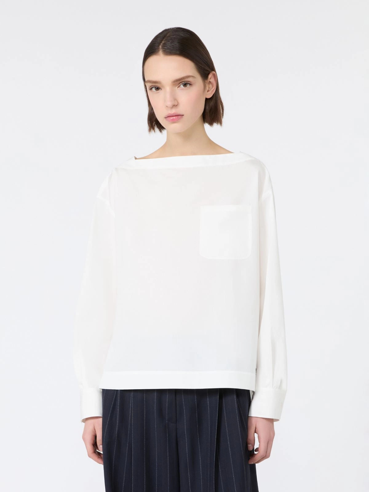 Blusa de popelina de algodón - BLANCA