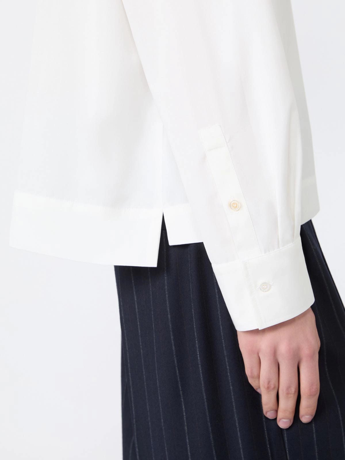 Blusa de popelina de algodón - BLANCA