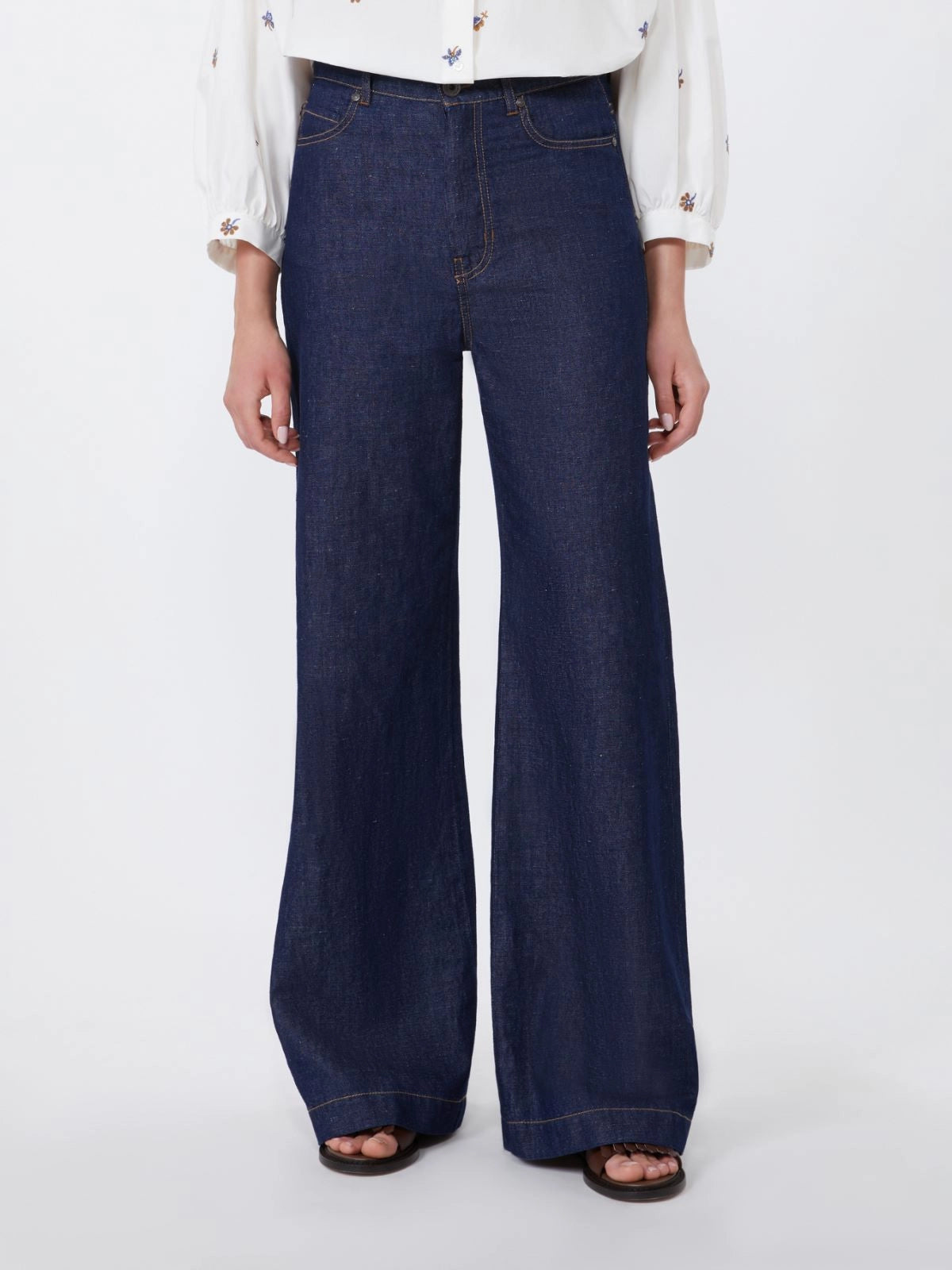 Pantalones vaqueros de lino y algodón
