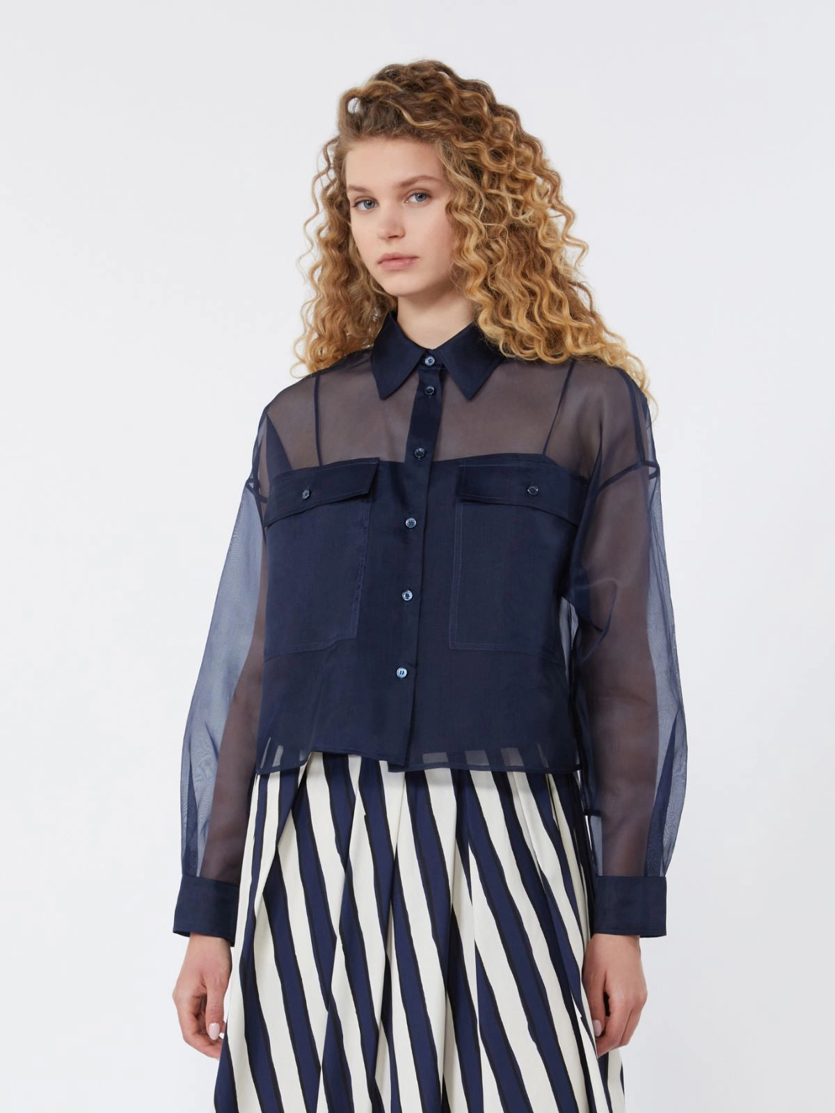 Camisa de organza de seda