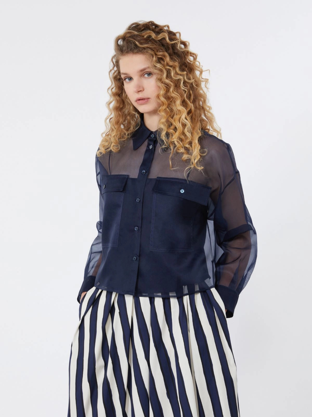 Camisa de organza de seda
