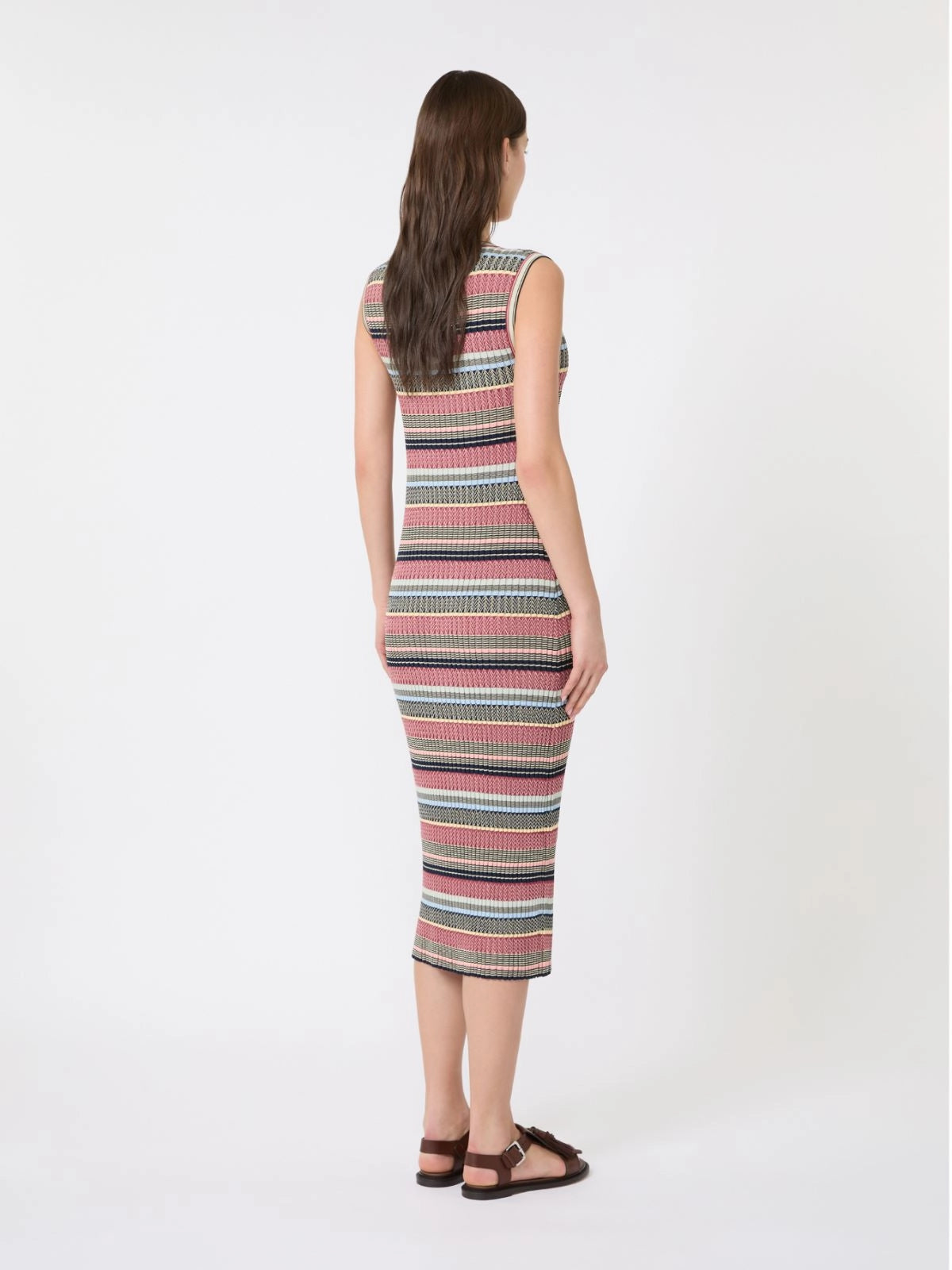 Vestido midi de hilo de viscosa - MULTICOLOR
