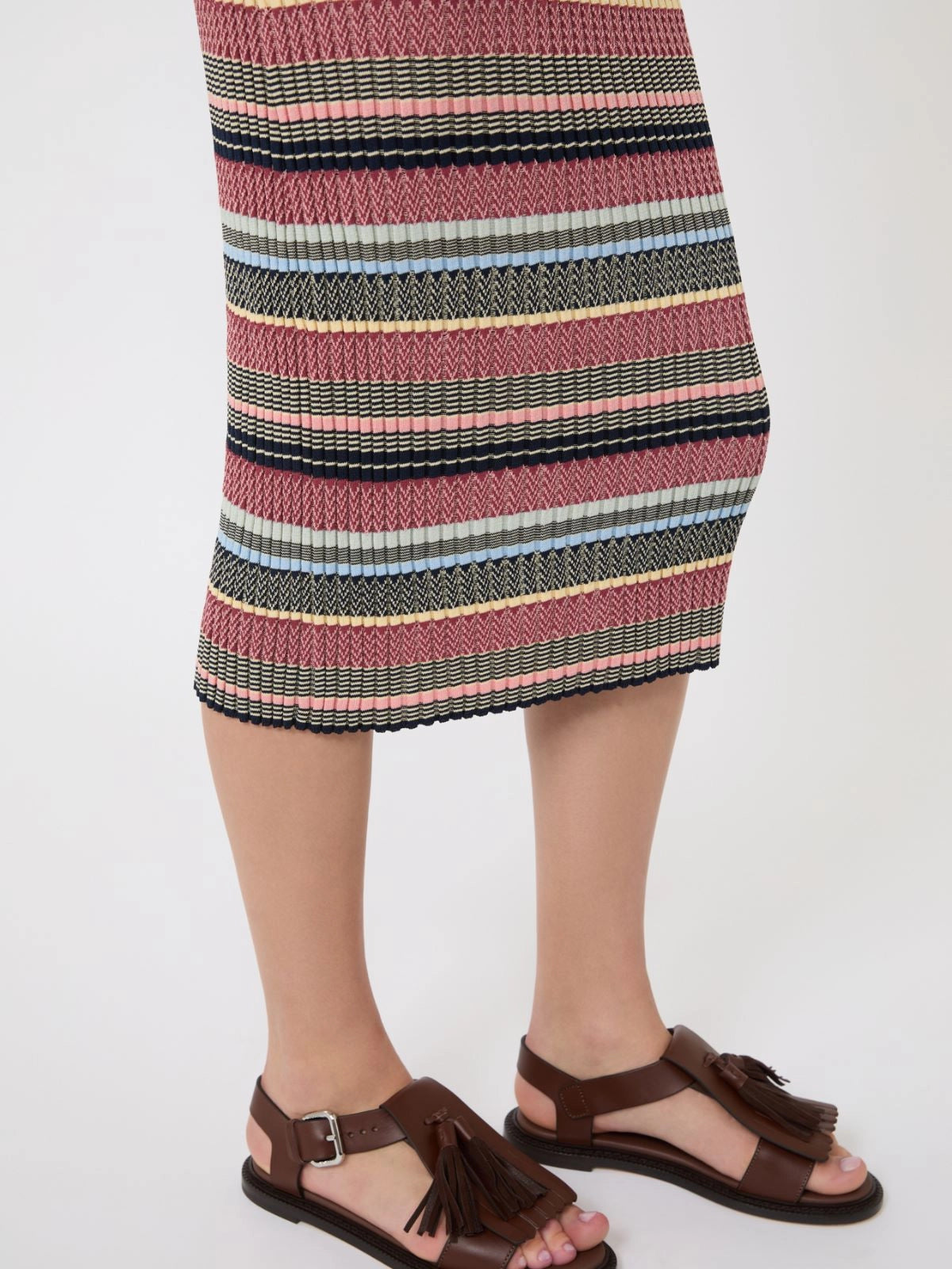 Vestido midi de hilo de viscosa - MULTICOLOR